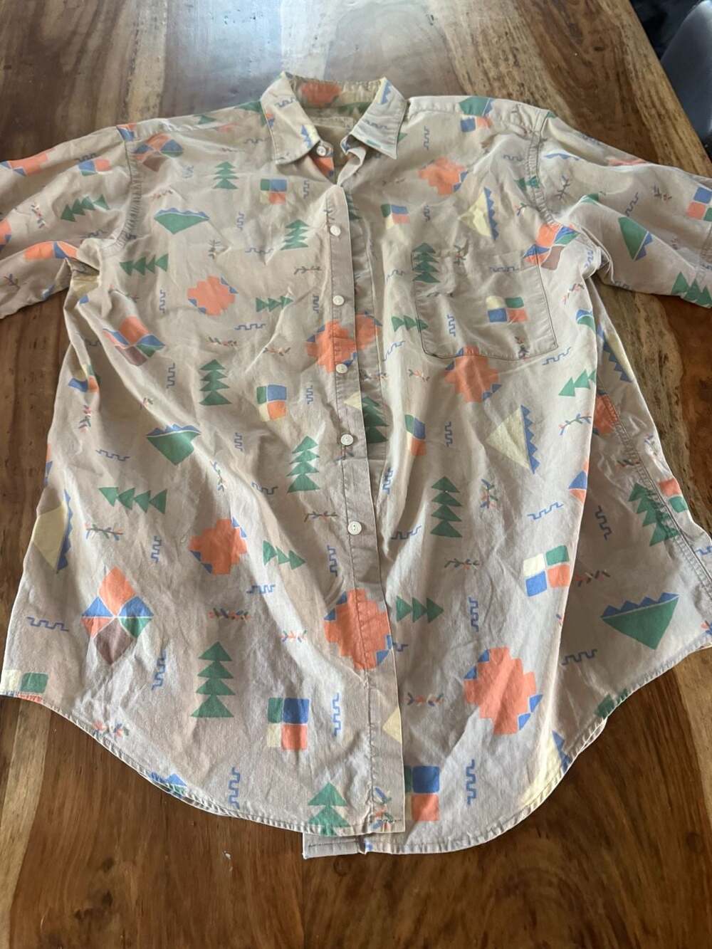 Arrow Collection Vintage Geometric Abstract Print Button Down large 90s